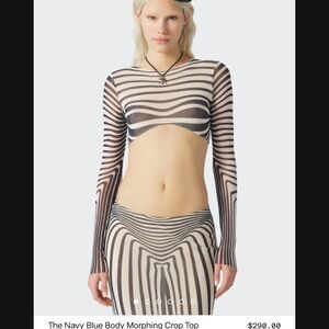 Jean Paul Gaultier Navy and Cream Illusion Crop Top